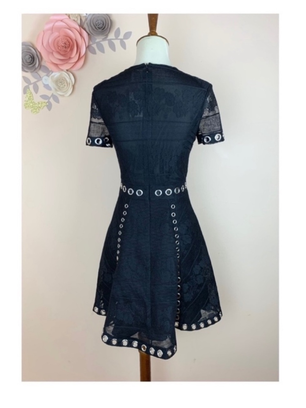 New! MAJE Ranch Floral Lace Embroidered Woven Mini Dress in Black EU 36 - Picture 7 of 10